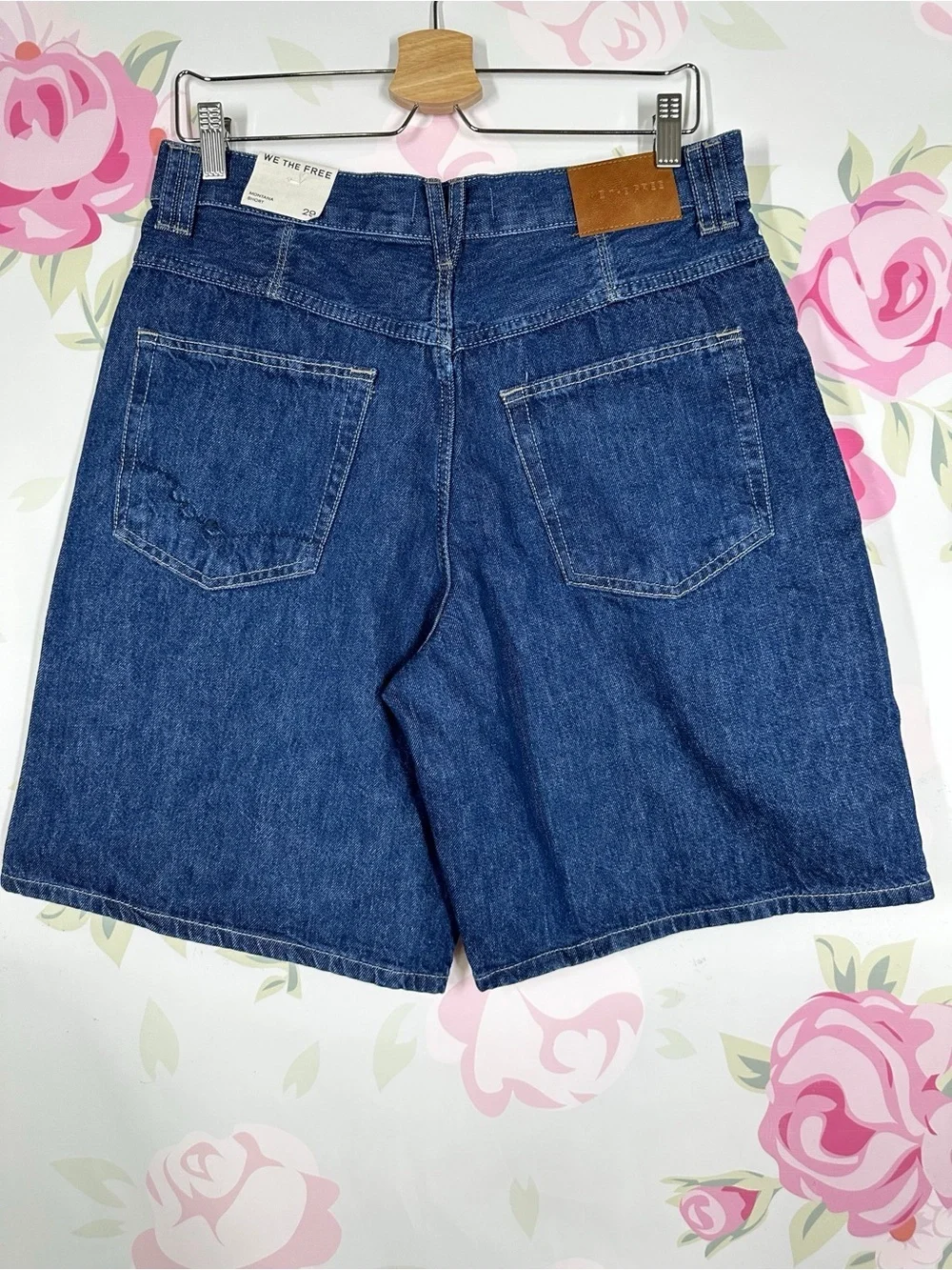 NEW Free People We The Free Montana Dark Rinse Blue Denim Jean  Long Shorts 29